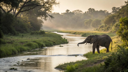 Elephants in Chobe National Park, Botswana, Africaの写真素材