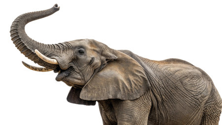 Elephant isolated on white background with clipping path, side view.の写真素材