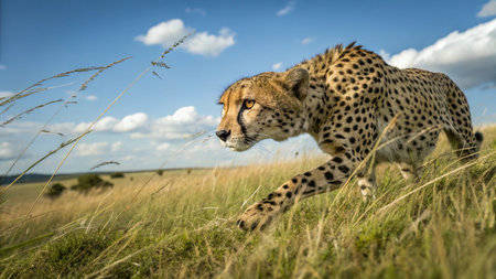 Cheetah (Acinonyx jubatus) in Serengeti National Park, Tanzaniaの写真素材