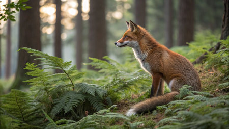 Red fox (Vulpes vulpes) in the forest, UK