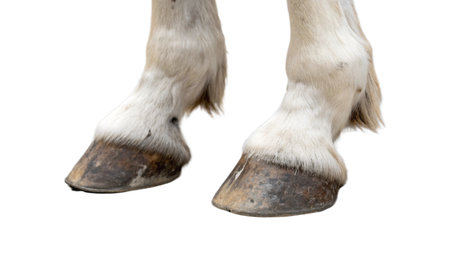 Close up of a hoof of a horse isolated on white backgroundの写真素材