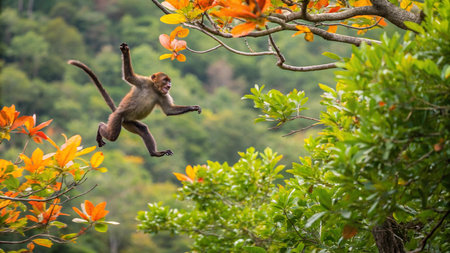 monkey on the tree in the forest. monkey in the forest. monkey in the forest. monkey in the forestの写真素材