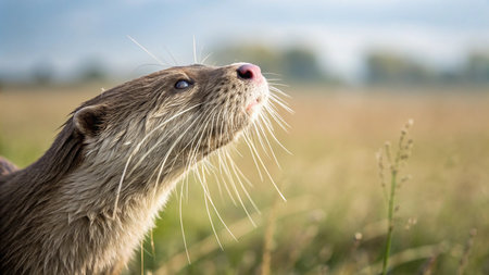 Close up of an Asian small-clawed otter (Lutra lutra)の写真素材