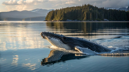 Humpback whale (Brydea brydea) in Alaskaの写真素材