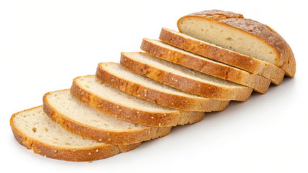 Slices of bread on a white background. Isolated.