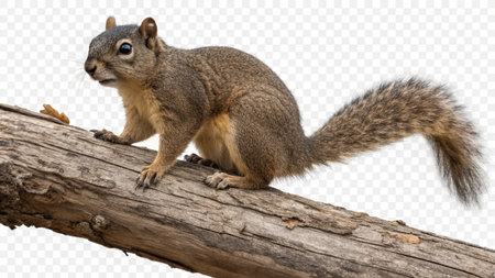 Squirrel on a branch isolated on transparent background. 3d rendering