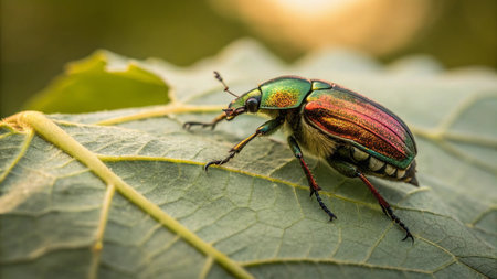 Cetonia aurata is a species of beetle in the family Scarabaeidae.の写真素材