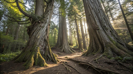 Hiking trail in Redwood National Park, California, USA.の写真素材