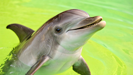 Dolphin in the water, close-up portrait of a dolphinの写真素材