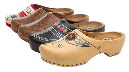 Wooden shoes on a white background. Clipping path included.