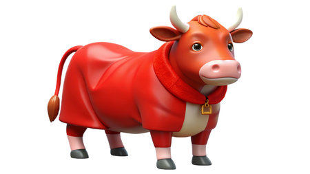 3d rendered illustration of a cow cartoon characterの写真素材