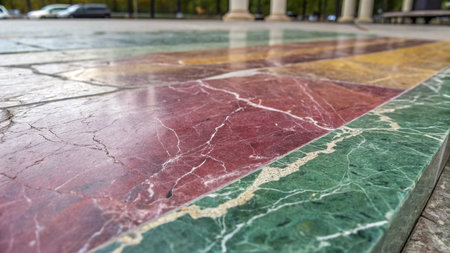 Colorful marble floor in public park. Abstract background and texture for design.の写真素材