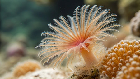 Closeup of a beautiful white coral on a coral reef in the Philippinesの写真素材