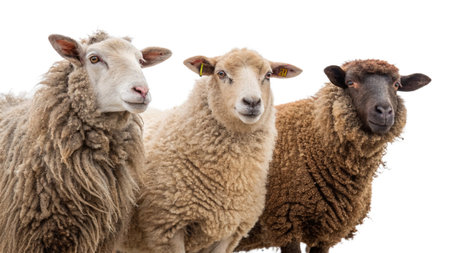 sheep isolated on a white background. close-up of sheepの写真素材