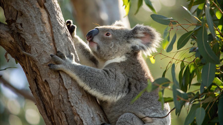 Koala in eucalyptus tree, australiaの写真素材