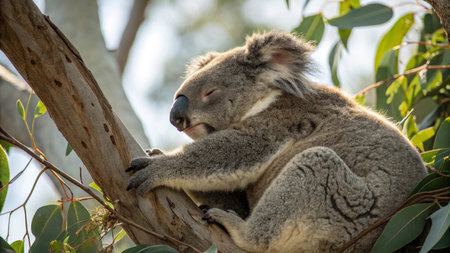 Koala in a eucalyptus tree, Australia.の写真素材