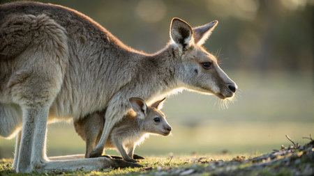 Kangaroo and joey (Macropus giganteus)