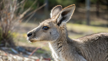 Portrait of a young kangaroo (Macropus giganteus)の写真素材
