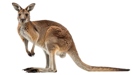 Kangaroo, 3 years old, in front of a white background