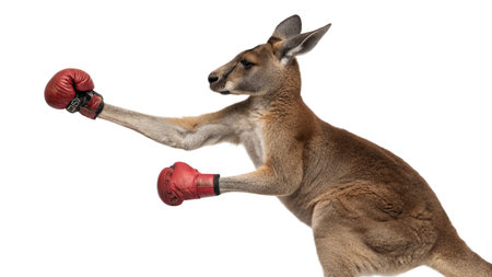 Kangaroo with boxing gloves, 3D rendering isolated on white backgroundの写真素材
