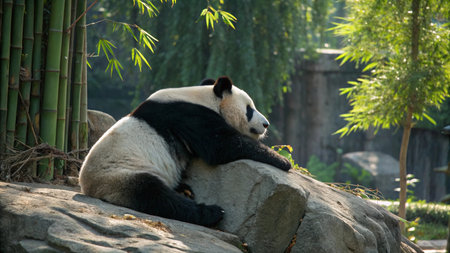 Giant panda in Chengdu, Sichuan Province, Chinaの写真素材