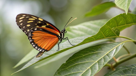 Butterfly on a leaf in the rainforest of Belize