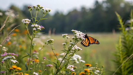 Butterfly on a flower in the meadow in summer.の写真素材