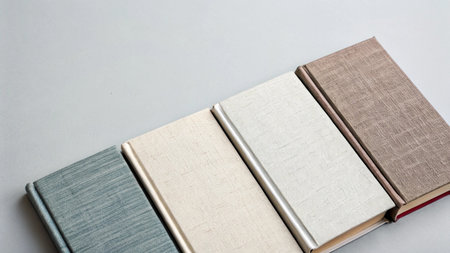 Stack of hardcover books on white background. Back to school. Copy space.