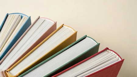 Stack of books on white background. Back to school. Copy space.