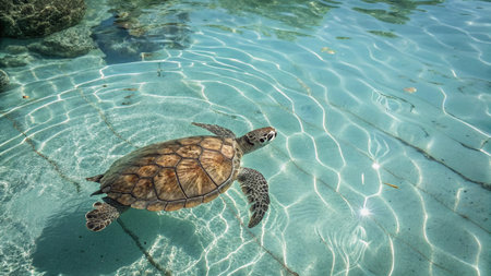 Hawaiian Green Sea Turtle (Chelonia mydas)の写真素材
