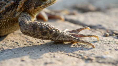 toad on the ground, close up of a brown toadの写真素材