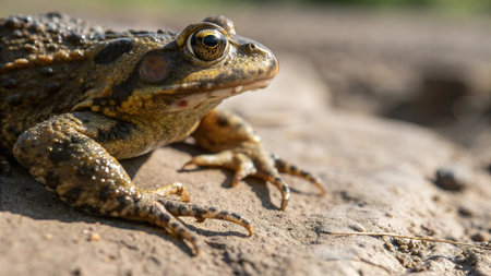 Frog on the ground. close-up. shallow depth of fieldの写真素材