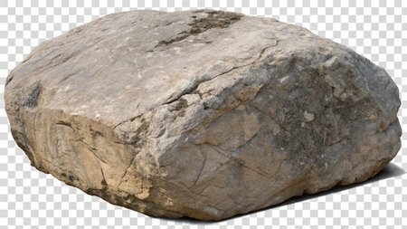 Big stone isolated on a transparent background. 3d rendering image.の写真素材