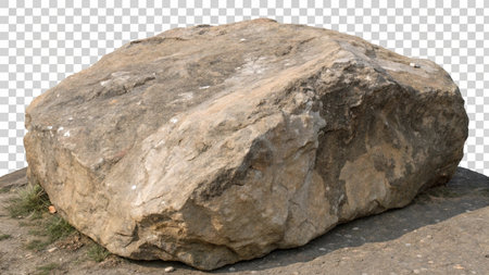 Big stone isolated on transparent background. 3d rendering. High resolutionの写真素材
