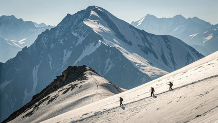 Snowboarders in the Caucasus mountains. Georgia, region Gudauri.の写真素材