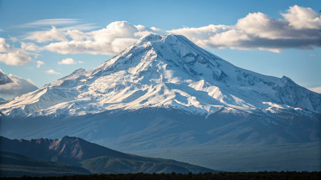 Mount Elbrus, the highest mountain in the Caucasus, Russiaの写真素材