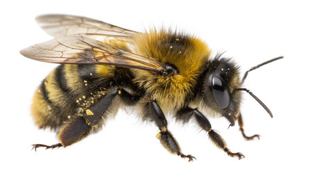 bee isolated on the white background. close-up of a beeの写真素材
