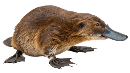 Close-up of a platypus isolated on a white backgroundの写真素材
