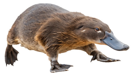 Close-up of a platypus isolated on a white backgroundの写真素材