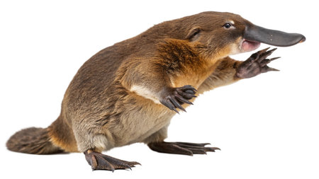 Close-up of a platypus, isolated on white backgroundの写真素材