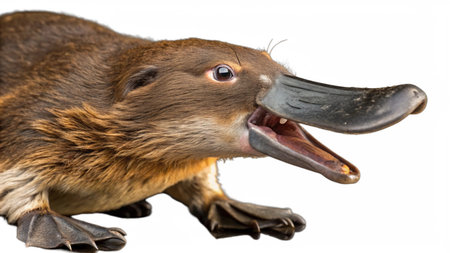 Close-up of a platypus isolated on a white backgroundの写真素材