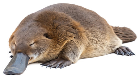 Cute platypus isolated on white background. Close up.の写真素材