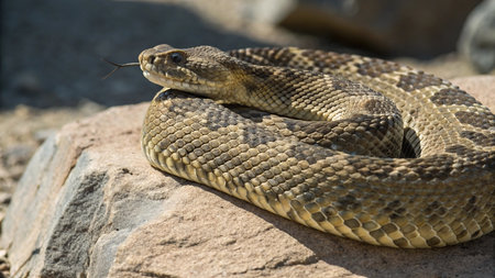 Close-up of a western diamondback rattlesnake (Reticulated snake)
