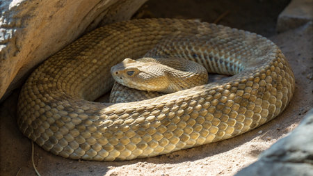 Close up of a western diamondback rattlesnakeの写真素材