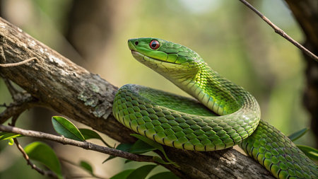 Green pit viper (Trimeresurus fulgens)の写真素材