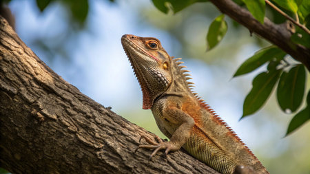 Close up of Agama lizard in the rainforest, Thailand.の写真素材