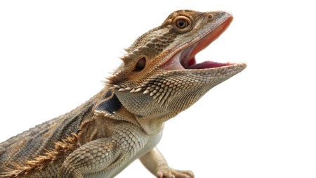 Bearded dragon, Pogona vitticeps, isolated on white backgroundの写真素材