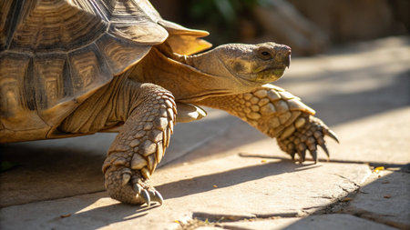 African spurred tortoise (Geochelone sulcata)の写真素材