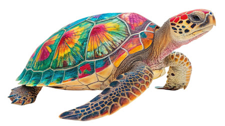 Turtle isolated on a white background with clipping path. Side view.の写真素材