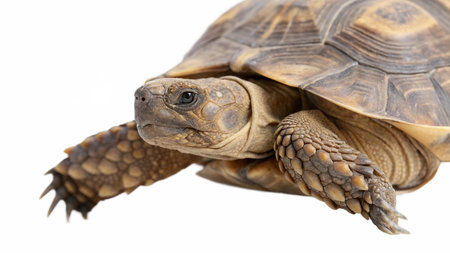 African spurred tortoise (Geochelone sulcata) isolated on white backgroundの写真素材